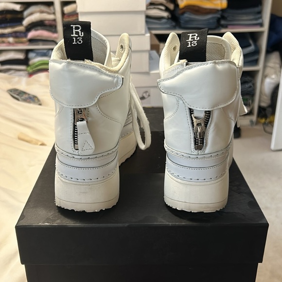 R13 Riot leather high top platform sneaker SIZE 35 White - Picture 3 of 9